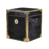 Park Lane Black Hide Cube Trunk